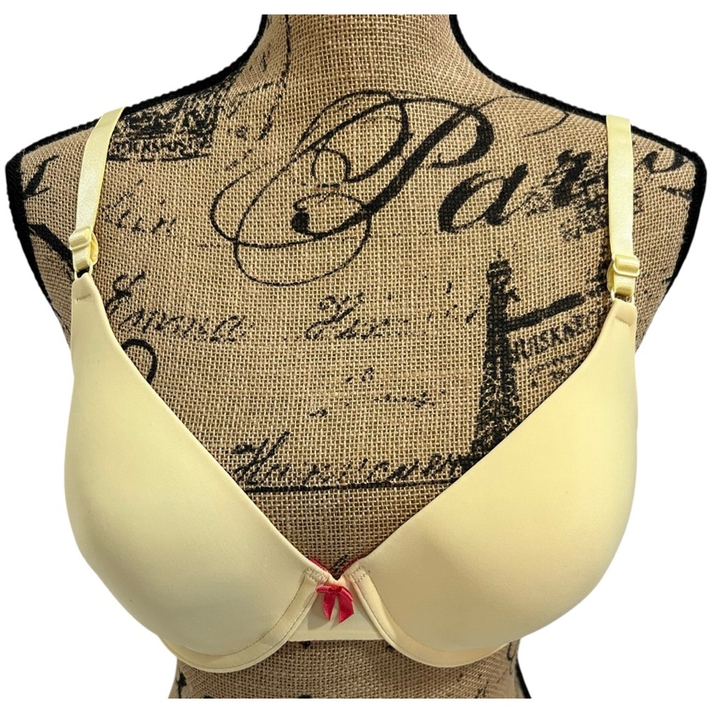 Maidenform 36D Style 08259 Yellow & Pink Padded Full Coverage Underwire Bra
